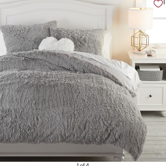 Pottery Barn Teen Recycled Super Fluffy Duvet Cover - Light Gray NEW Twin Size - Picture 1 of 11